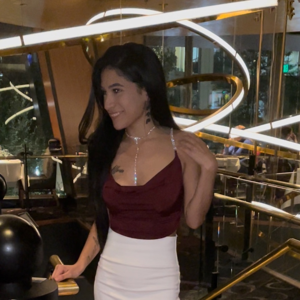 Burgundy/wine shine strap blouse